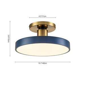 Chandelierias - Open Box - Modern Minimalist LED Drum Semi Flush Mount - Semi Flush - Navy Blue - 