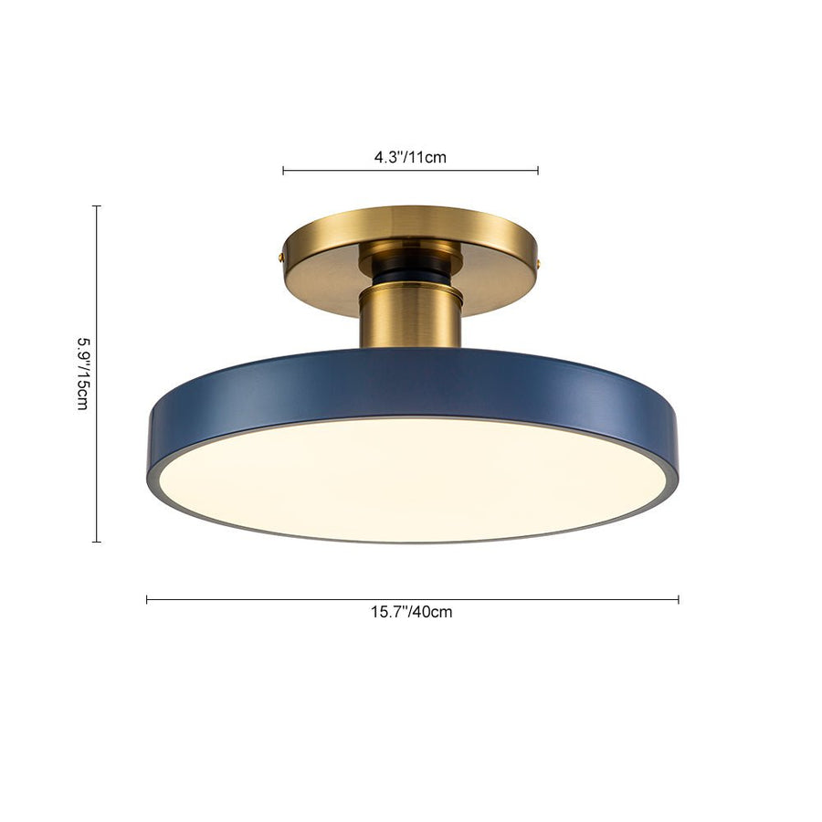 Chandelierias - Open Box - Modern Minimalist LED Drum Semi Flush Mount - Semi Flush - Navy Blue - 