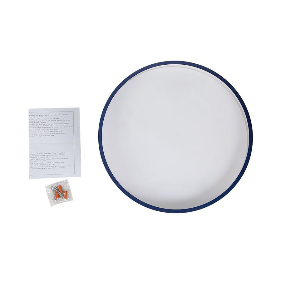 Chandelierias - Open Box - Modern Minimalist LED Drum Semi Flush Mount - Semi Flush - Navy Blue - 