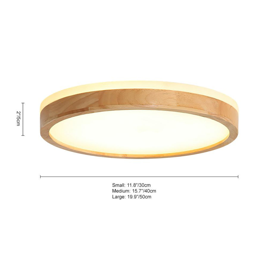 Chandelierias-Open Box - Scandinavian Wooden Round LED Flush Mount-Flush Mount-Large-