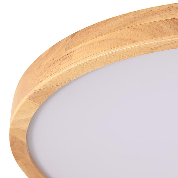 Chandelierias-Open Box - Scandinavian Wooden Round LED Flush Mount-Flush Mount-Large-