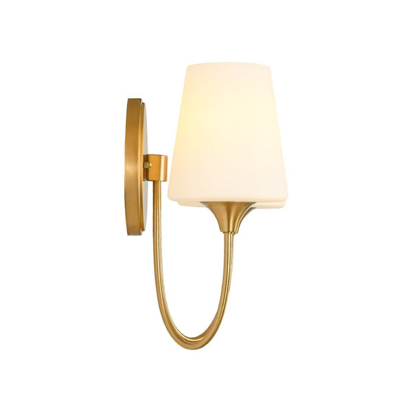 Chandelierias - Ornate French 2 - Light Conical Matte Glass Wall Sconce - Wall Light - Brass - 2 - Pack