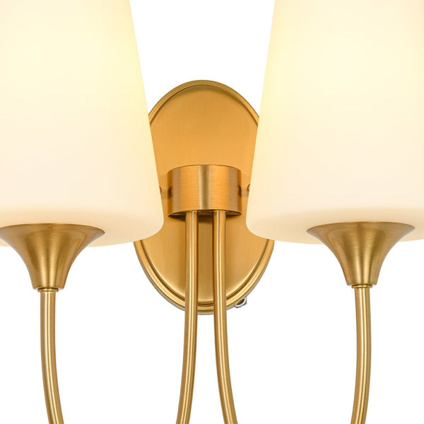 Chandelierias - Ornate French 2 - Light Conical Matte Glass Wall Sconce - Wall Light - Brass - 2 - Pack