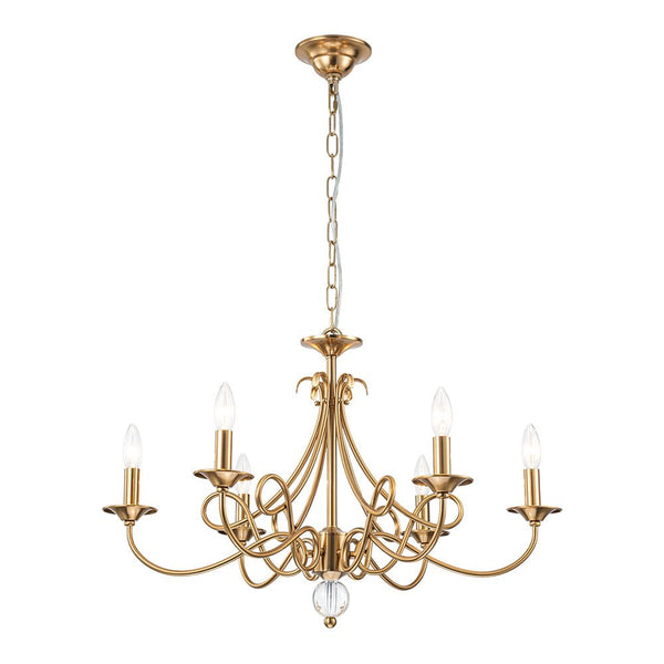 Chandelierias - Ornate French 6 - Light Candle - Style Metal Chandelier - Chandelier - Brass - 