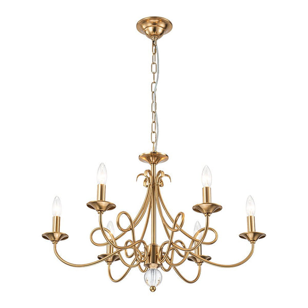 Chandelierias - Ornate French 6 - Light Candle - Style Metal Chandelier - Chandelier - Brass - 