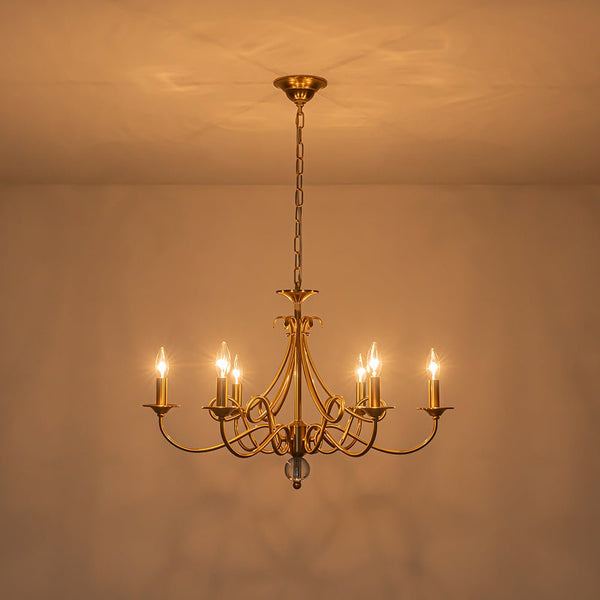 Chandelierias - Ornate French 6 - Light Candle - Style Metal Chandelier - Chandelier - Brass - 