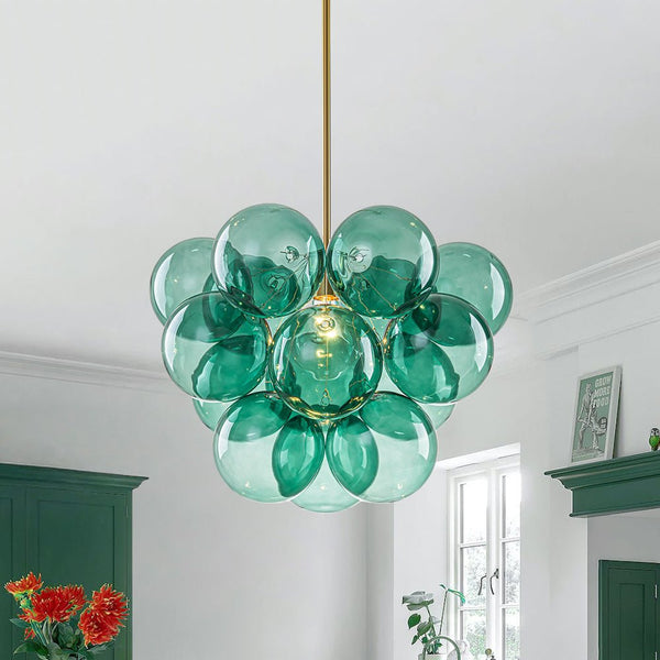 Chandelierias - Ornate Glam 1 - Light Cluster Glass Bubble Chandelier - Chandeliers - Pure Green - 