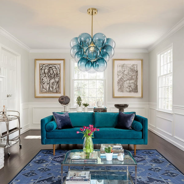 Chandelierias - Ornate Glam 1 - Light Cluster Gradient Glass Bubble Chandelier - Chandeliers - Blue Tone - 