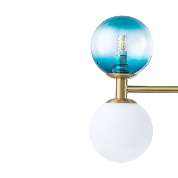 Chandelierias - Ornate Glam 12 - Light Blue Mixed Frosted Glass Sphere Chandelier - Chandeliers - Brass - 