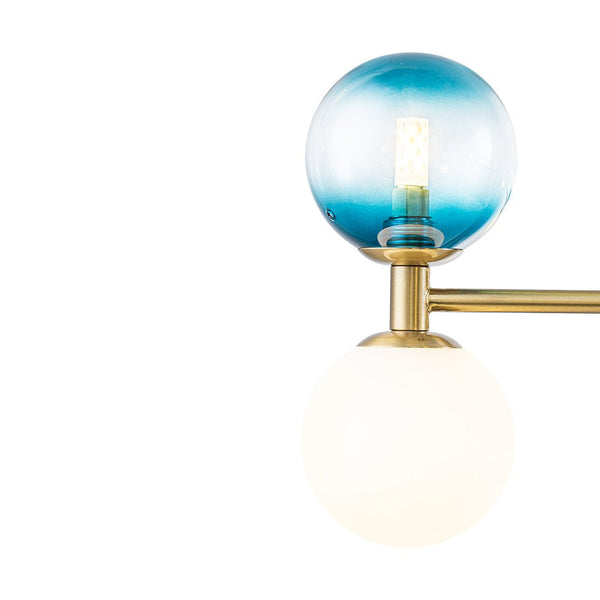 Chandelierias - Ornate Glam 12 - Light Blue Mixed Frosted Glass Sphere Chandelier - Chandeliers - Brass - 