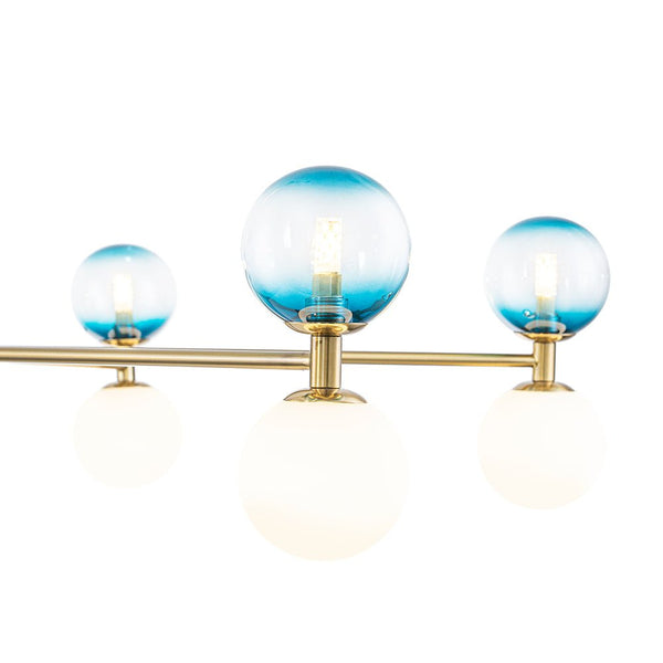 Chandelierias - Ornate Glam 12 - Light Blue Mixed Frosted Glass Sphere Chandelier - Chandeliers - Brass - 