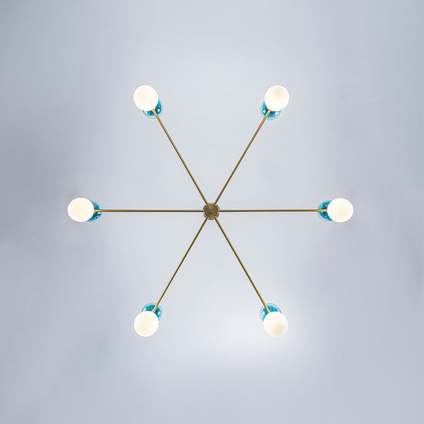 Chandelierias - Ornate Glam 12 - Light Blue Mixed Frosted Glass Sphere Chandelier - Chandeliers - Brass - 