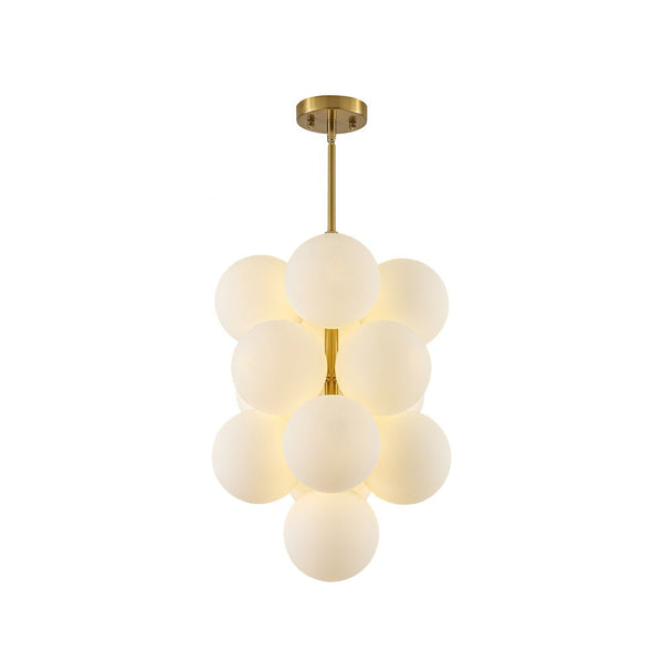 Chandelierias - Ornate Glam 13 - Light Frosted Glass White Grape Chandelier - Chandeliers - Brass - 