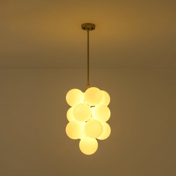 Chandelierias - Ornate Glam 13 - Light Frosted Glass White Grape Chandelier - Chandeliers - Brass - 