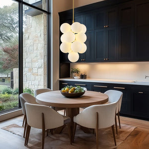 Chandelierias - Ornate Glam 13 - Light Frosted Glass White Grape Chandelier - Chandeliers - Brass - 