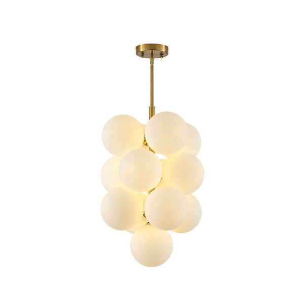 Chandelierias - Ornate Glam 13 - Light Frosted Glass White Grape Chandelier - Chandeliers - Brass - 
