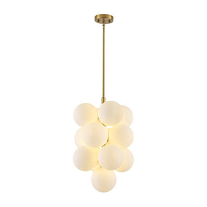 Chandelierias - Ornate Glam 13 - Light Frosted Glass White Grape Chandelier - Chandeliers - Brass - 