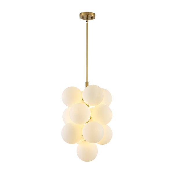 Chandelierias - Ornate Glam 13 - Light Frosted Glass White Grape Chandelier - Chandeliers - Brass - 