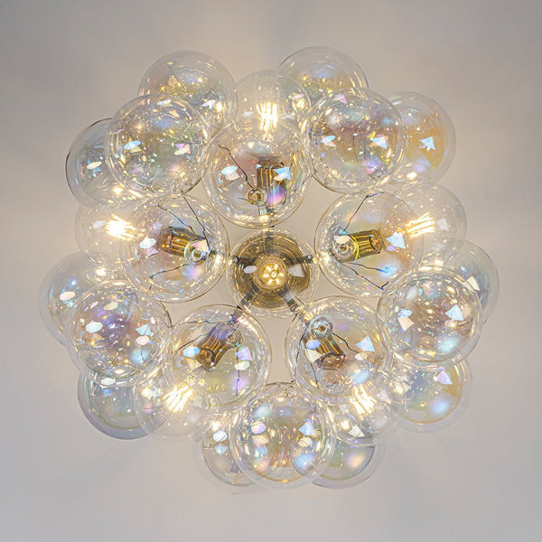 Chandelierias - Ornate Glam 6 - Light Rainbow Glass Semi - flush Mount Bubble Chandelier - Flush Mount - Black - 