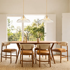 Chandelierias-Retro 1-Light Dome Ribbed Glass Saucer Pendant-Pendants-Clear-