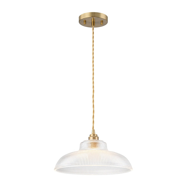Chandelierias-Retro 1-Light Dome Ribbed Glass Saucer Pendant-Pendants-Dark Green-