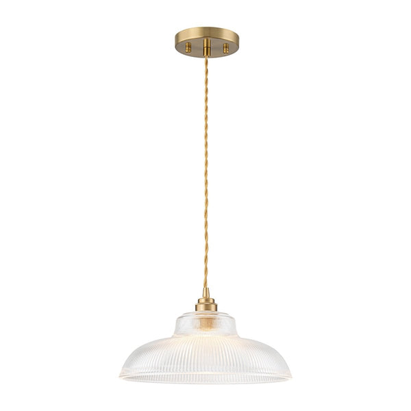 Chandelierias-Retro 1-Light Dome Ribbed Glass Saucer Pendant-Pendants-Dark Green-