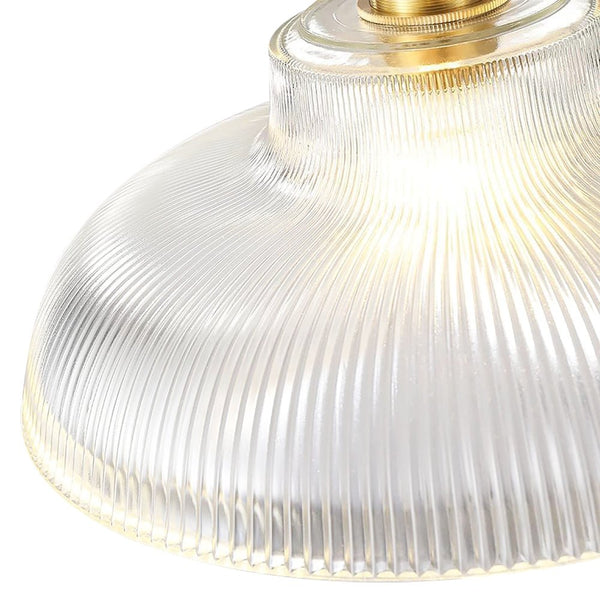 Chandelierias-Retro 1-Light Dome Ribbed Glass Saucer Pendant-Pendants-Dark Green-