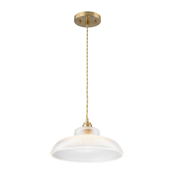 Chandelierias-Retro 1-Light Dome Ribbed Glass Saucer Pendant-Pendants-Dark Green-