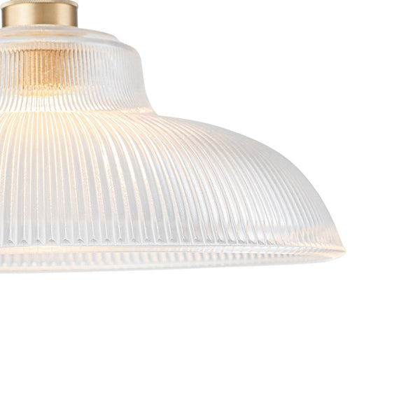 Chandelierias-Retro 1-Light Dome Ribbed Glass Saucer Pendant-Pendants-Dark Green-