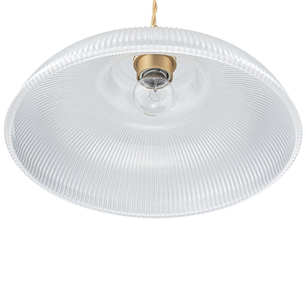 Chandelierias-Retro 1-Light Dome Ribbed Glass Saucer Pendant-Pendants-Dark Green-