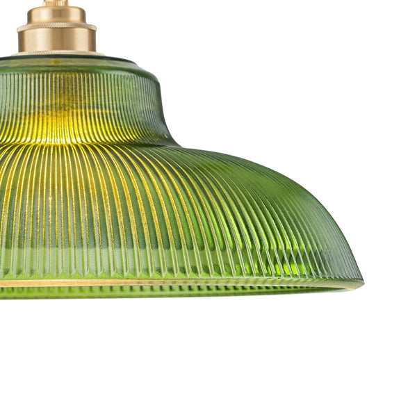 Chandelierias-Retro 1-Light Dome Ribbed Glass Saucer Pendant-Pendants-Dark Green-