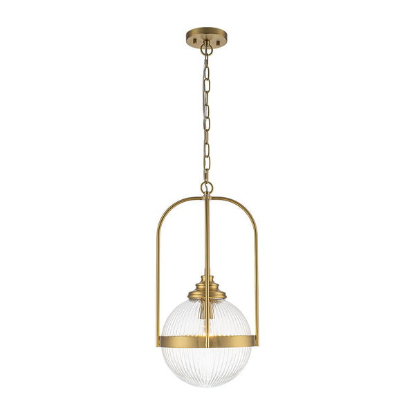 Chandelierias - Ribbed Glass 1 - Light Brass Frame Single Pendant - Pendants - Brass - 