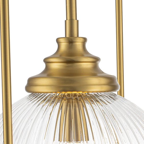 Chandelierias - Ribbed Glass 1 - Light Brass Frame Single Pendant - Pendants - Brass - 