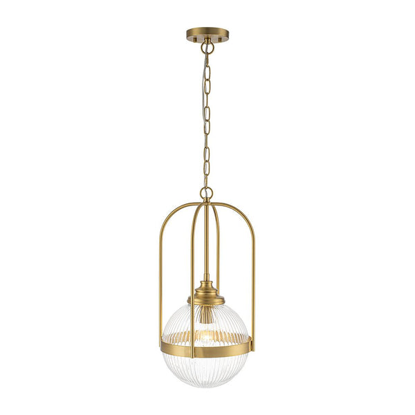 Chandelierias - Ribbed Glass 1 - Light Brass Frame Single Pendant - Pendants - Brass - 