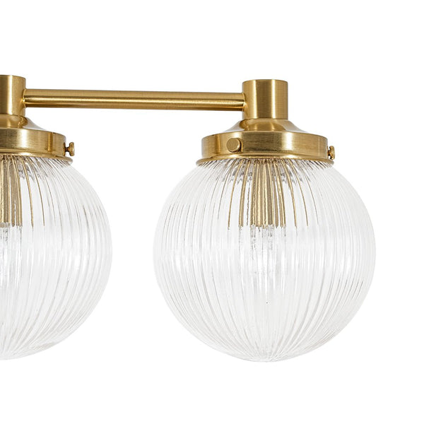 Chandelierias - Ribbed Glass Glam 5 - Light Linear Pendant Chandelier - Chandeliers - Brass - 