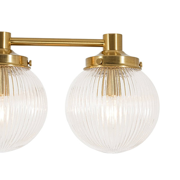 Chandelierias - Ribbed Glass Glam 5 - Light Linear Pendant Chandelier - Chandeliers - Brass - 