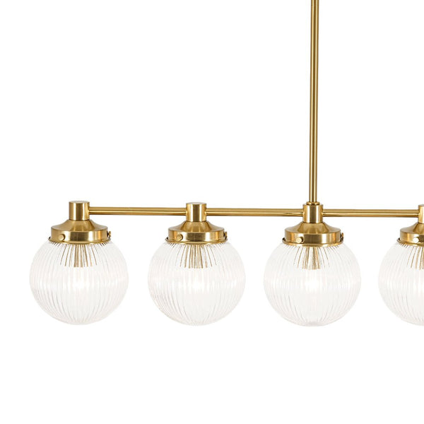 Chandelierias - Ribbed Glass Glam 5 - Light Linear Pendant Chandelier - Chandeliers - Brass - 