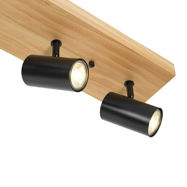 Chandelierias-Rustic 5-Light Walnut Wood Semi-Flush Track Light-Semi Flush-Pine & Black-