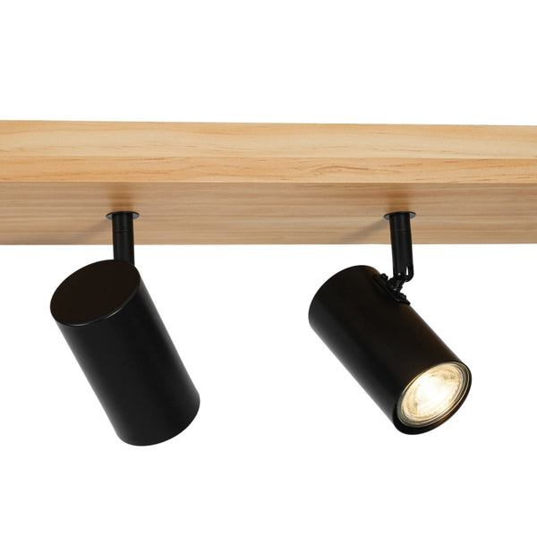 Chandelierias-Rustic 5-Light Walnut Wood Semi-Flush Track Light-Semi Flush-Pine & Black-