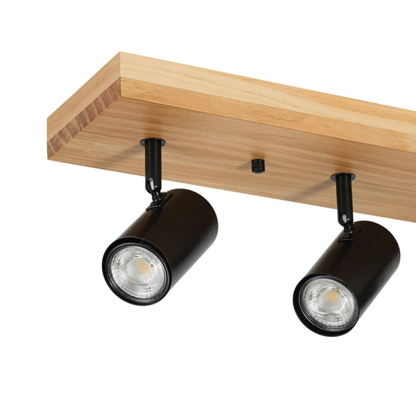 Chandelierias-Rustic 5-Light Walnut Wood Semi-Flush Track Light-Semi Flush-Pine & Black-