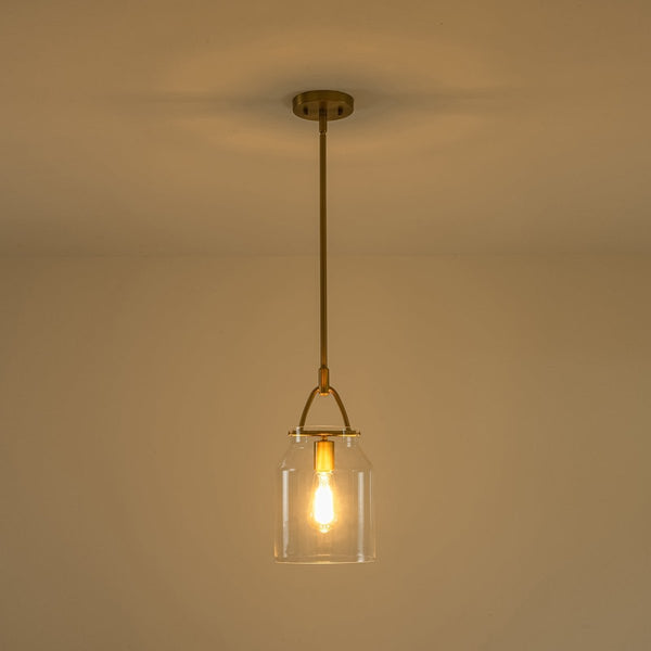 Chandelierias-Scandinavia 1-Light Barrel Glass Hanging Kitchen Pendant-Pendants-Clear-