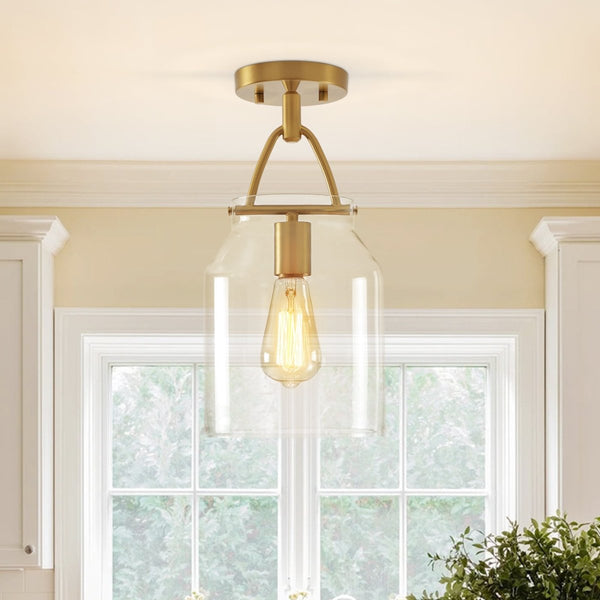 Chandelierias-Scandinavia 1-Light Barrel Glass Hanging Kitchen Pendant-Pendants-Clear-