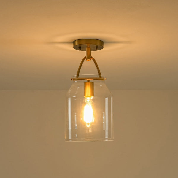Chandelierias-Scandinavia 1-Light Barrel Glass Hanging Kitchen Pendant-Pendants-Clear-