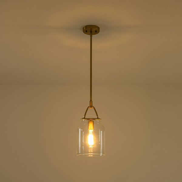Chandelierias-Scandinavia 1-Light Barrel Glass Hanging Kitchen Pendant-Pendants-Clear-