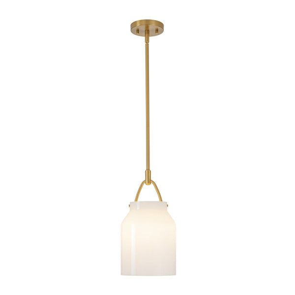 Chandelierias-Scandinavia 1-Light Barrel Glass Hanging Kitchen Pendant-Pendants-Opal White-