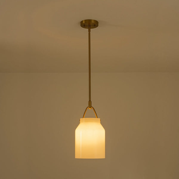 Chandelierias-Scandinavia 1-Light Barrel Glass Hanging Kitchen Pendant-Pendants-Opal White-