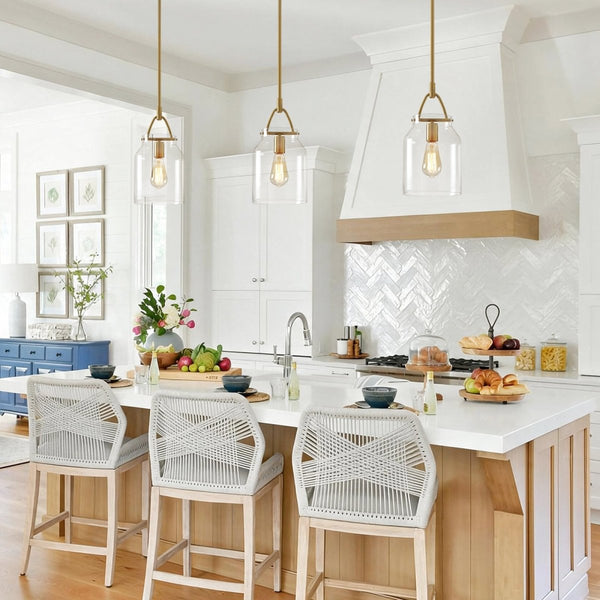 Chandelierias-Scandinavia 1-Light Barrel Glass Hanging Kitchen Pendant-Pendants-Opal White-