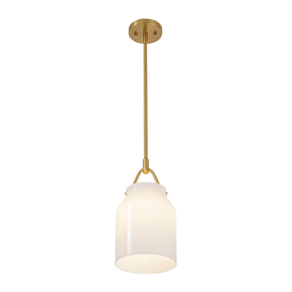 Chandelierias-Scandinavia 1-Light Barrel Glass Hanging Kitchen Pendant-Pendants-Opal White-
