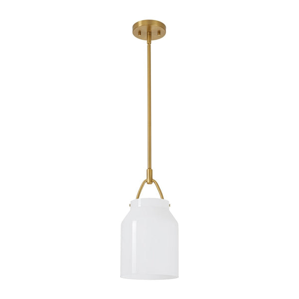 Chandelierias-Scandinavia 1-Light Barrel Glass Hanging Kitchen Pendant-Pendants-Opal White-