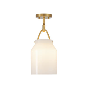 Chandelierias-Scandinavia 1-Light Barrel Glass Hanging Kitchen Pendant-Pendants-Opal White-